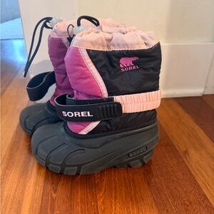 Sorel Kids Pink and Black Snow Boots